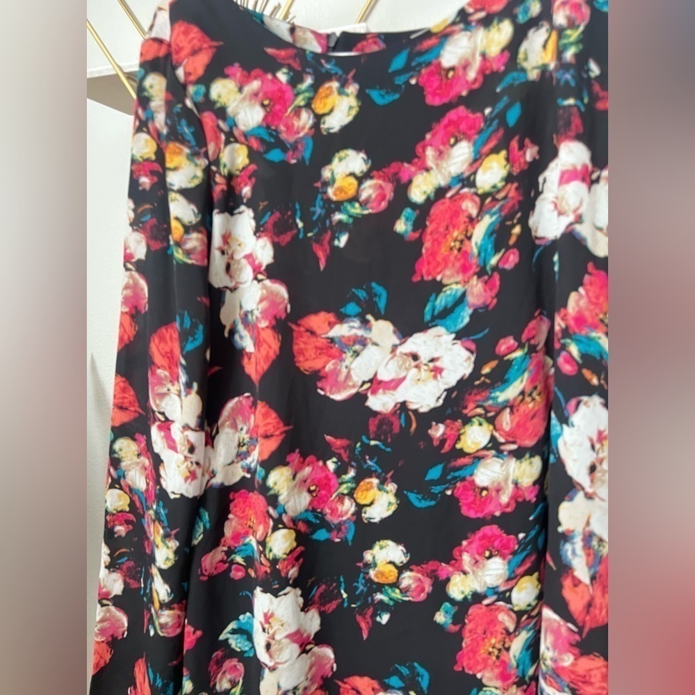 Nordstrom Leith dress Black Floral Print Long sleeve short casual - Picture 4 of 5